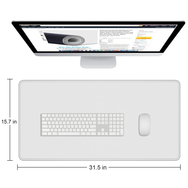 Dapesuom Large Gaming Mouse Pad, Extended Mouse Mat with Stitched Edges, Full Size Keyboard Pad with Non-Slip Base, Big XXL Computer Desk Mats for Gamer, Laptop, Office, 31.5 x 15.7in, Space Gray - Image 2