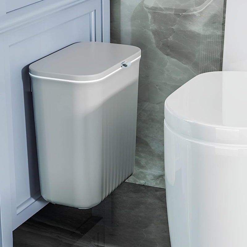 MORPICH 24 Gallon Kitchen Compost Bin for Counter Top or Under SinkHanging Kitchen Trash CanPlastic Wall Mounted Garbage CanSmall Kitchen Waste BasketFood Waste Bin for Countertop GREY - Image 3