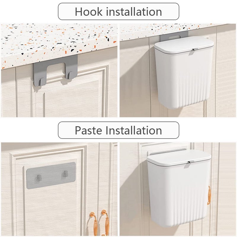 MORPICH 24 Gallon Kitchen Compost Bin for Counter Top or Under SinkHanging Kitchen Trash CanPlastic Wall Mounted Garbage CanSmall Kitchen Waste BasketFood Waste Bin for Countertop GREY - Image 5