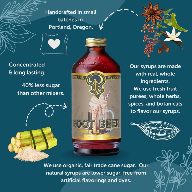 Portland Syrups Genuine Root Beer Syrup - Premium Beverage Concentrate for Authentic Cocktails, Soda, Ice Cream, Coffee Drinks, and More - 12 oz with 12 Servings (Pack of 1) - Image 4