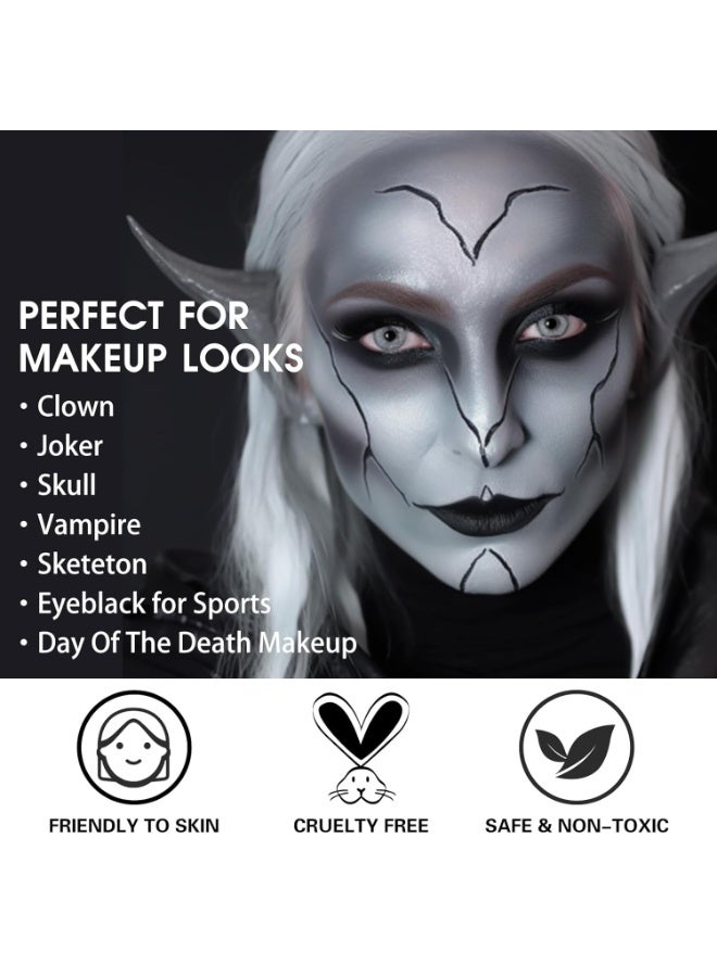BOBISUKA BOBISUKA Grey Face Paint, Oil-based Face Painting Kit for Grayscale Makeup, Cream Body Paint for Skull, Clown, Vampire Halloween Cosplay, Costume, Party, Stage, Theater, SFX Special Effect Makeup - Image 4