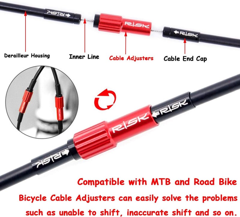 Farbetter Bicycle Cable Adjusters, Bike Brake Cable Gear Shift Connector Line Regulator Adjuster Housing Cap 2pcs/ Pair - Image 2