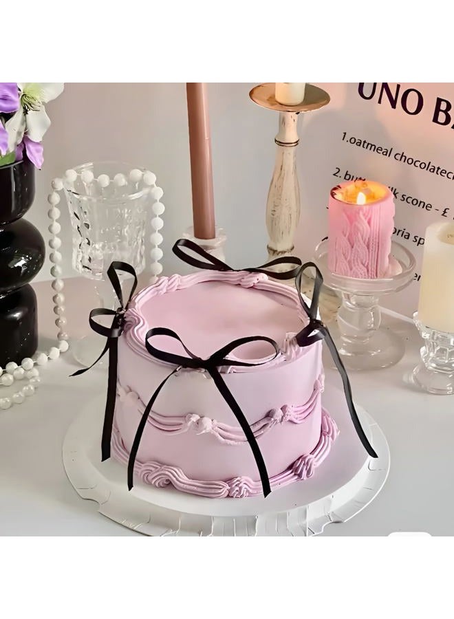 loghohu 24 Pcs Bow Cupcake Toppers Satin Bows Birthday Cake Toppers Valentine's Bowknot Ribbons Bridal Cake Dessert Picks Coquette Cupcake Picks Girl Birthday Wedding Party Supplies, Black - Image 5