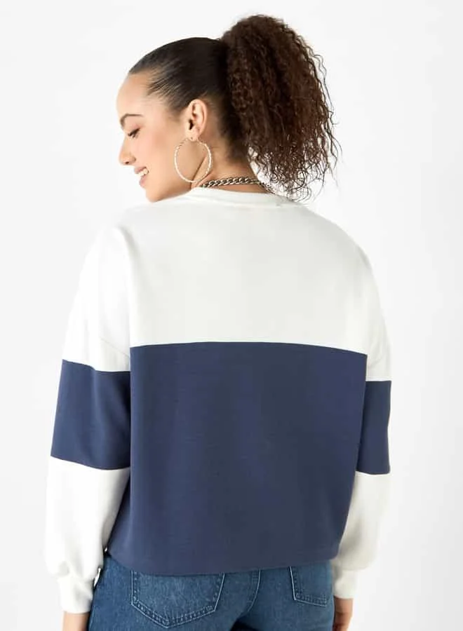 SP Characters Snoopy Print Crew Neck Sweatshirt with Long Sleeves