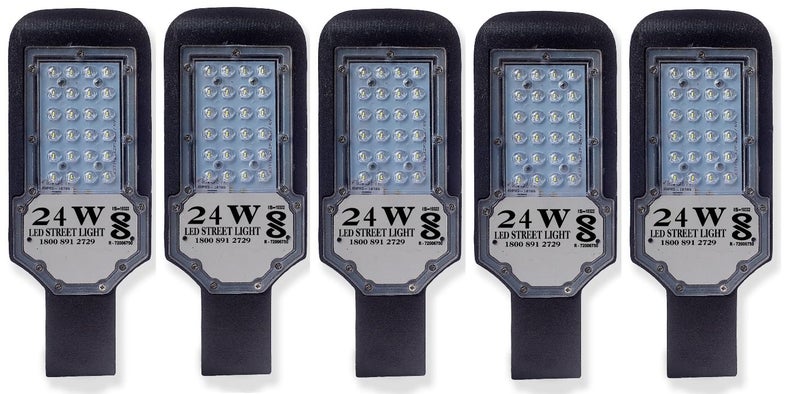 PE 24.00 Watts BIS Approved Lens LED Street Light Waterproof IP65 PC Body, 140 Per watt Lumens 2 Year Warranty (Pack of 5) - Image 1