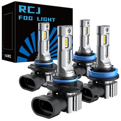 RCJ 9005/HB3 H11/H8/H9 Bulbs Combo, 32000LM Super Bright 6000K Cool White Fog Light, 1:1 Mini Size with Fan, Plug and Play, Canbus Ready, Pack of 4 - Image 1