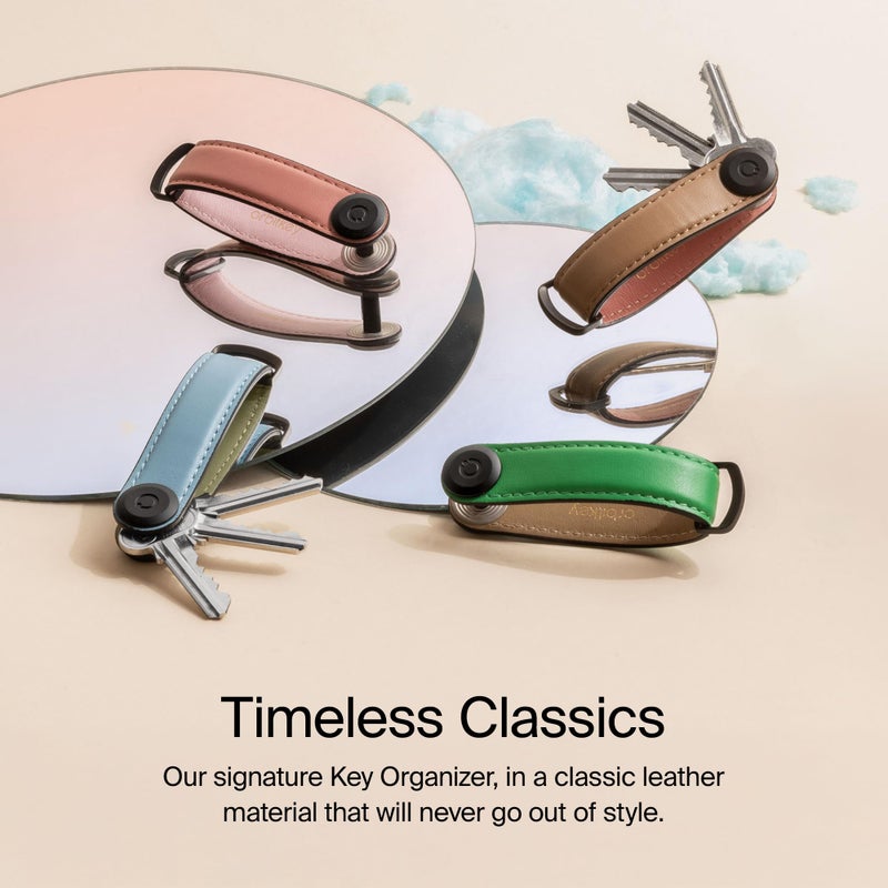 Orbitkey Leather Key Organizer | Durable, Stainless Steel Locking Mechanism, Slim & Quiet Profile | Holds up to 7 Keys, Cognac with Tan Stitching - Image 2