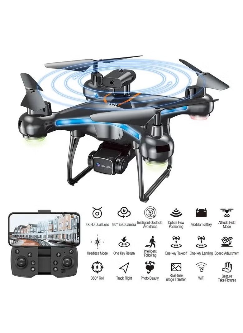 TIGER - F192 Drone with HD Camera – 90° Remote ESC Camera, Multifunctional Mini Drone with Optical Flow Positioning, Handless Mode, Altitude Mode, 360° Flip, WiFi, One Key Return, Obstacle Avoidance, LED Lights - Image 1
