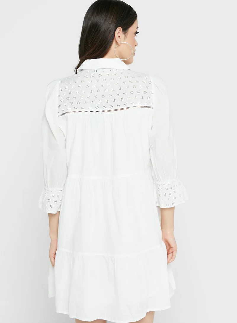 VERO MODA Button Detail Tiered Dress