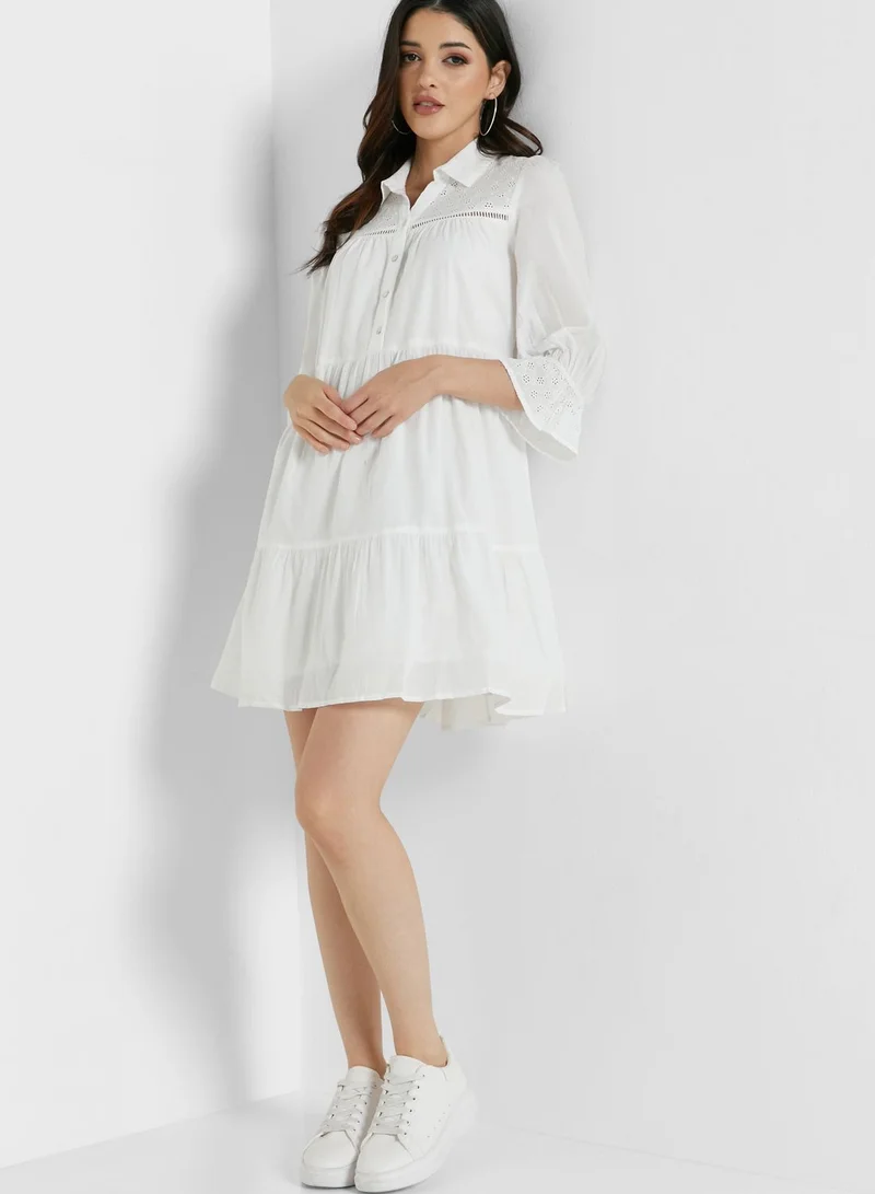 VERO MODA Button Detail Tiered Dress
