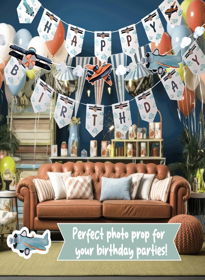 Oudain 3 Pack Vintage Airplane Banner Birthday Party Decorations 1st Birthday Decorations Include 1 Plane Clouds Garland and 2 Celebration Garland for Airplane Baby Shower Party Supplies - Image 5