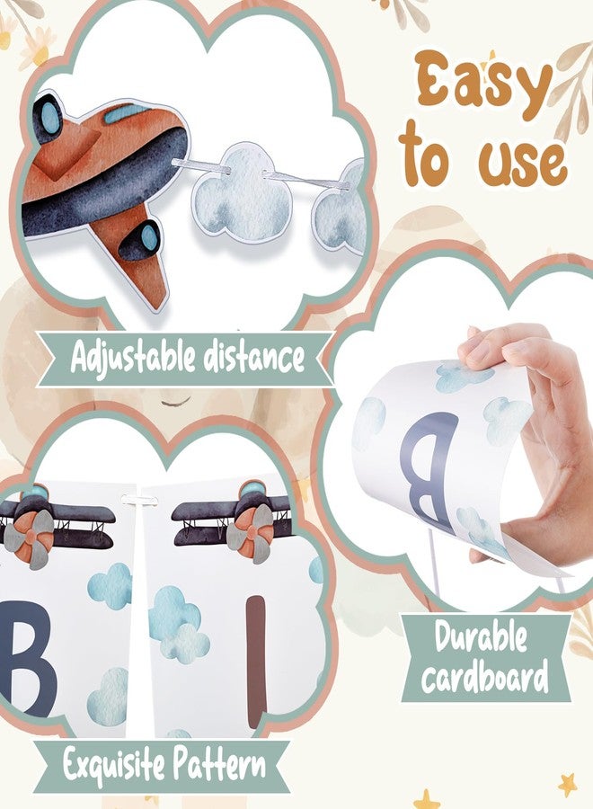 Oudain 3 Pack Vintage Airplane Banner Birthday Party Decorations 1st Birthday Decorations Include 1 Plane Clouds Garland and 2 Celebration Garland for Airplane Baby Shower Party Supplies - Image 3