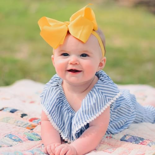 WillingTee Headbands 6 Inch 30 Colors Boutique Grosgrain Ribbon Hair Bows Big Baby Girls Bows Headbands for Baby Girls Infants Toddler Kids Teens and Children - Image 5
