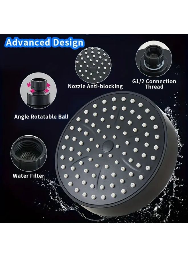 1pc 4 Inch High Pressure Shower Head Bathroom Powerful Showerhead Strong Spray Small Silicone Nozzles Universal Fit Silver - Image 2