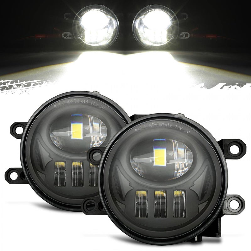 Partsam 12V LED Fog Lights Assembly Kit 54W 5000LM Compatible with Tacoma 2016-2022 4Runner 2014-2022 Tundra 2014-2019 Bumper Driving Lamp Aluminum Housing Black DOT Approved 2pcs - Image 1
