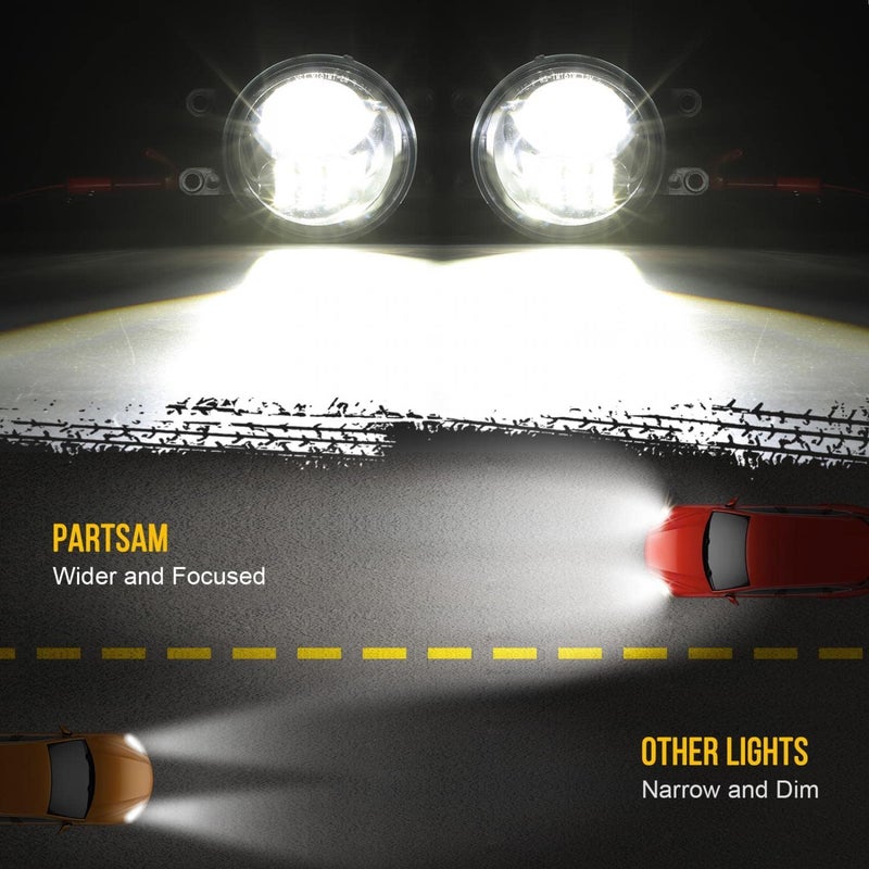 Partsam 12V LED Fog Lights Assembly Kit 54W 5000LM Compatible with Tacoma 2016-2022 4Runner 2014-2022 Tundra 2014-2019 Bumper Driving Lamp Aluminum Housing Black DOT Approved 2pcs - Image 3