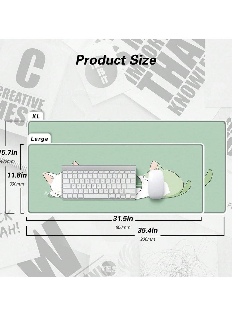 general Stylish, Cat Designed Mouse Pad With Non-Slip Rubber Base, Size 900x400 mm - Image 2