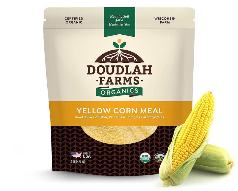 Doudlah Farms Organic Yellow Cornmeal 5 lb Fine Grind - Non-GMO, Gluten-Free, Sugar-Free, Farmed From Regenerative Soil, Vegan, Grown In USA, For Baking Cornbread, Muffins, Pancakes, and More by Doudlah Farms - Image 1