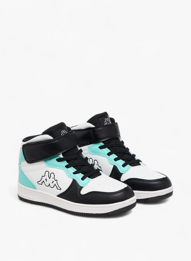 Kappa Kids' Colourblock High-Top Sneakers with Hook and Loop Closure
