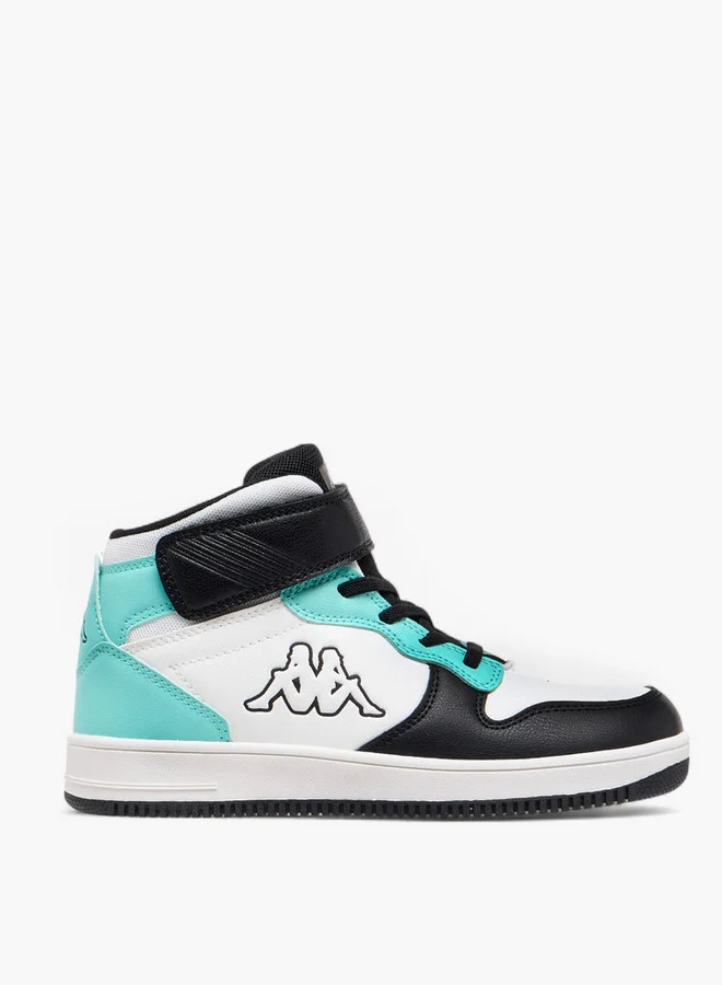Kappa Kids' Colourblock High-Top Sneakers with Hook and Loop Closure