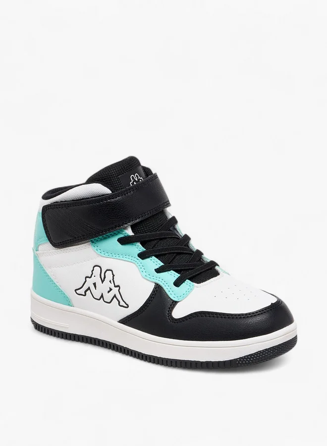Kappa Kids' Colourblock High-Top Sneakers with Hook and Loop Closure