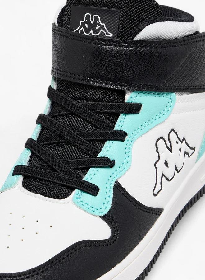 Kappa Kids' Colourblock High-Top Sneakers with Hook and Loop Closure