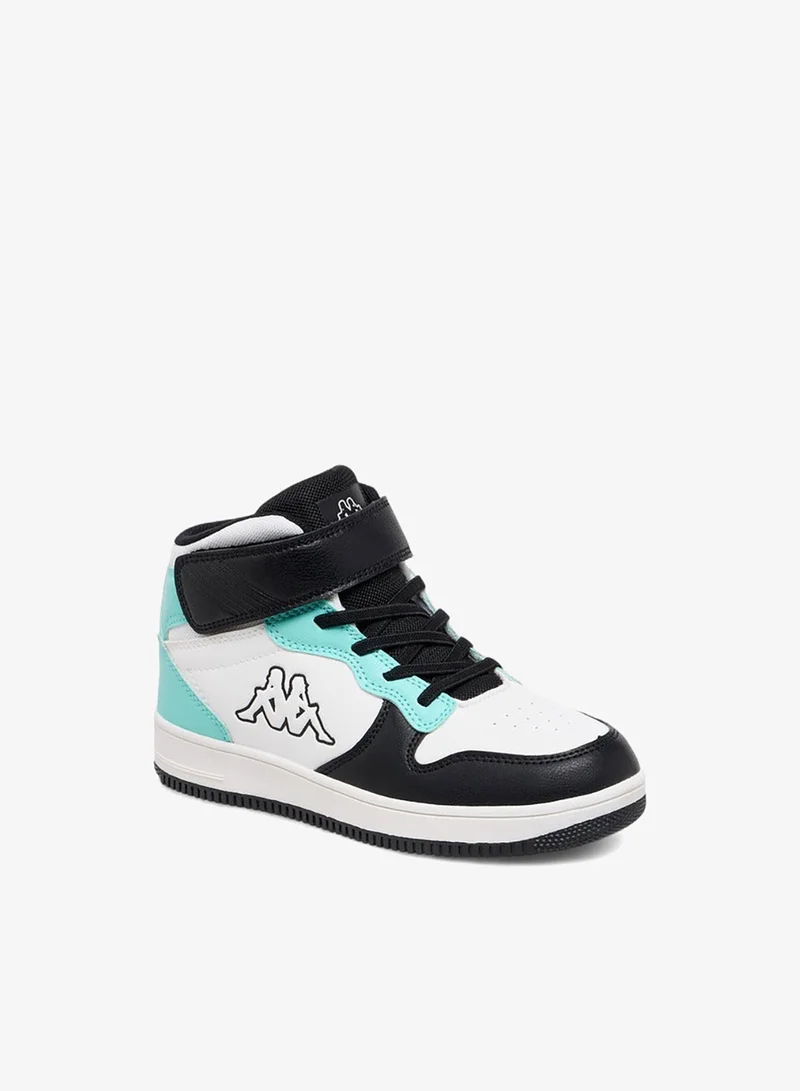 Kappa Kids' Colourblock High-Top Sneakers with Hook and Loop Closure