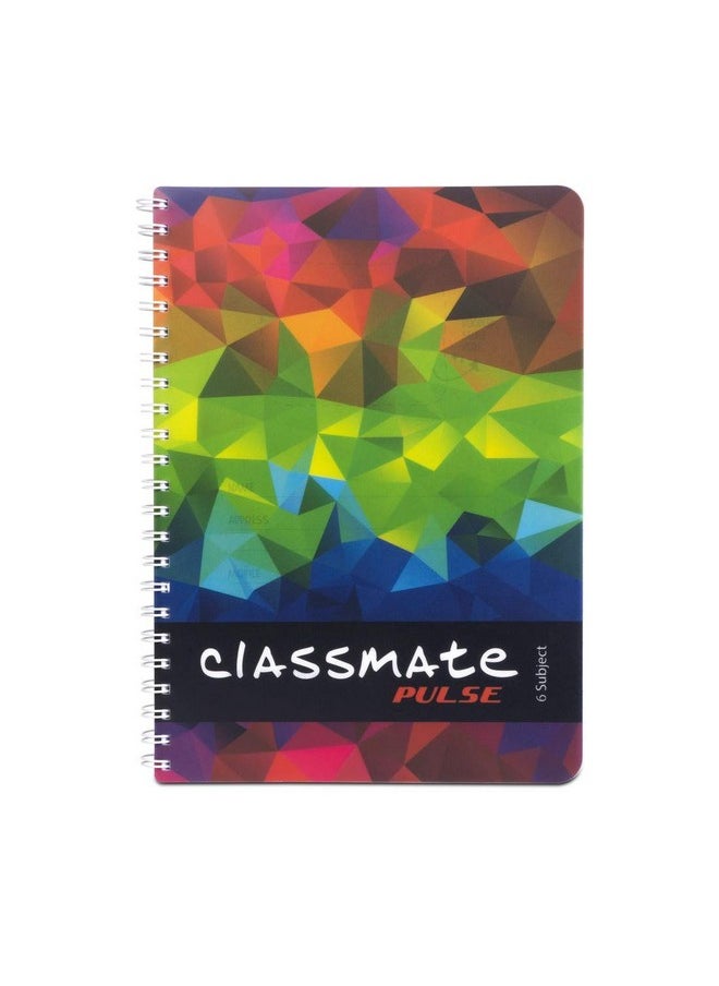classmate Classmate Pulse 6 Subject Spiral Notebook - Pack of 1 | Single Line | 300 Pages | A4 - 29.7cm x 21.0cm | Attractive Cover Designs | Soft Cover | Notebooks for College Students  - Image 1