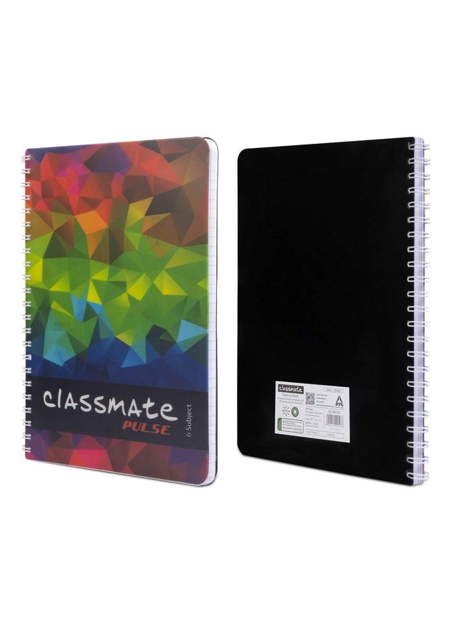 classmate Classmate Pulse 6 Subject Spiral Notebook - Pack of 1 | Single Line | 300 Pages | A4 - 29.7cm x 21.0cm | Attractive Cover Designs | Soft Cover | Notebooks for College Students  - Image 3