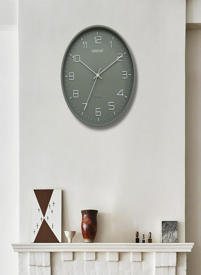 OREVA 12.2 Inch Round Fancy Embossed Number Dial Contemporary Stylish Clocks Modern Analog Silent Wall Clock for Living Room Bedroom Latest Home Décor Office AQ-9507SS (Cream) - Image 1