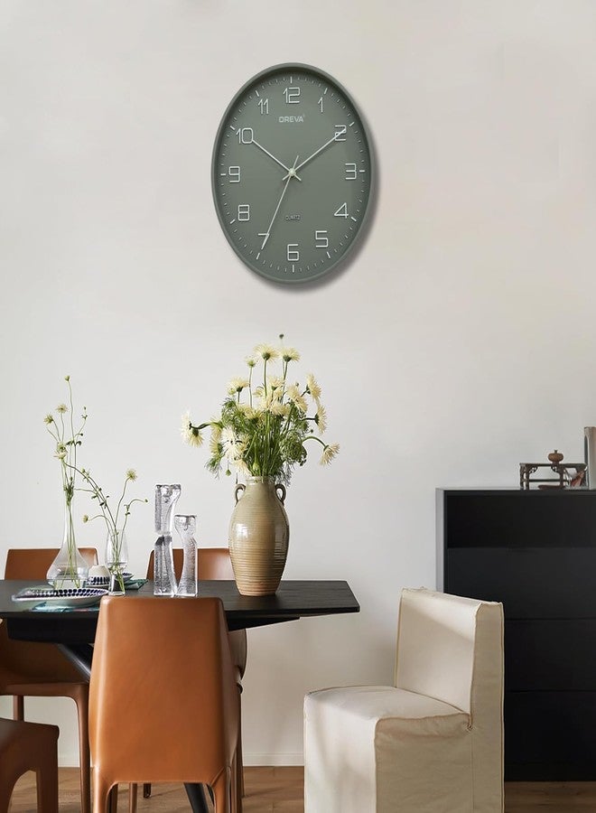 OREVA 12.2 Inch Round Fancy Embossed Number Dial Contemporary Stylish Clocks Modern Analog Silent Wall Clock for Living Room Bedroom Latest Home Décor Office AQ-9507SS (Cream) - Image 2