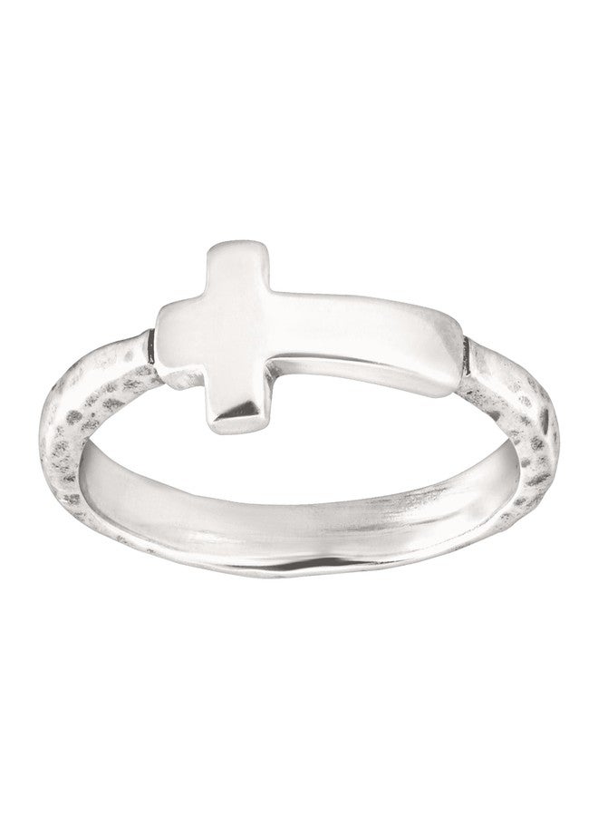 Silpada 'Simplex Cross' Horizontal Cross Textured Ring in Sterling Silver, Size 9, Size 9 - Image 1