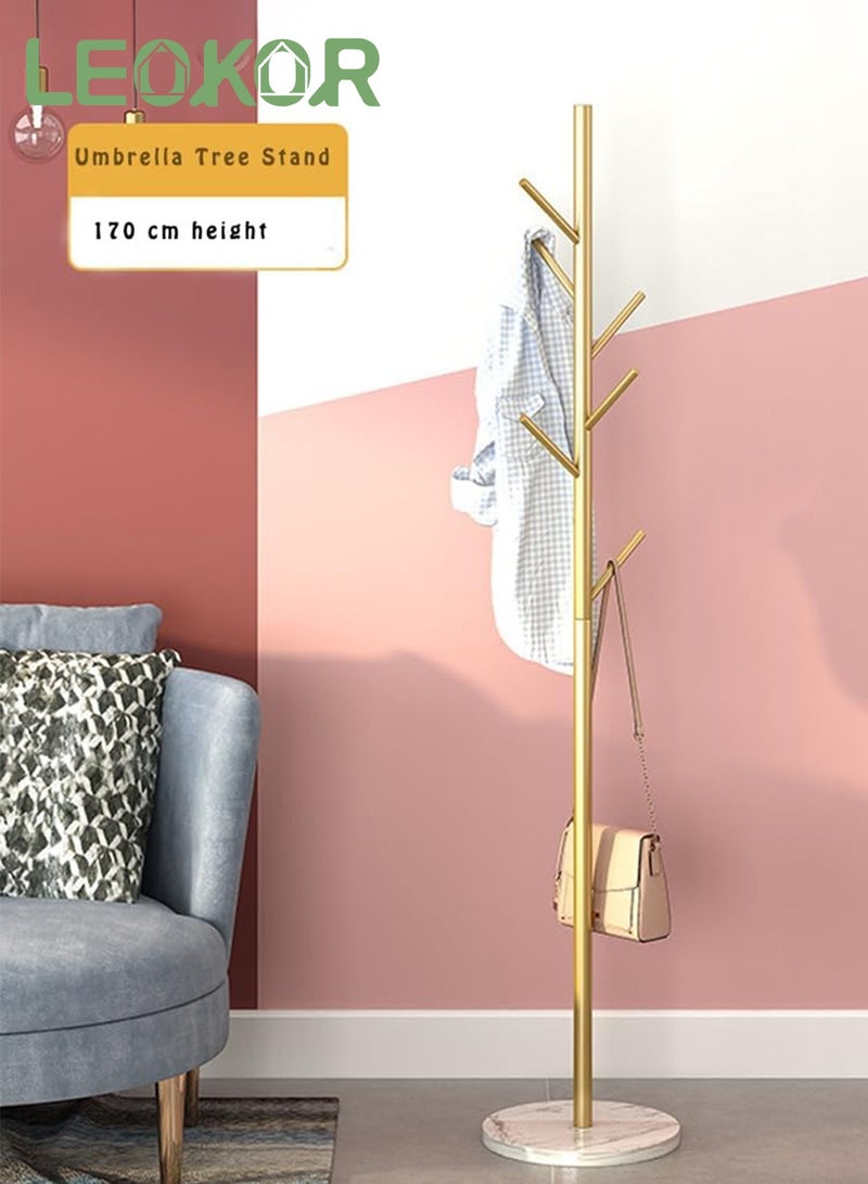 LEOKOR Metal Coat Rack, Modern Coat Hanger Stand with 8 Hooks, Freestanding Coat Rack with Marble Base  for Hanging Scarf, Bag, Jacket, Coat - Image 2