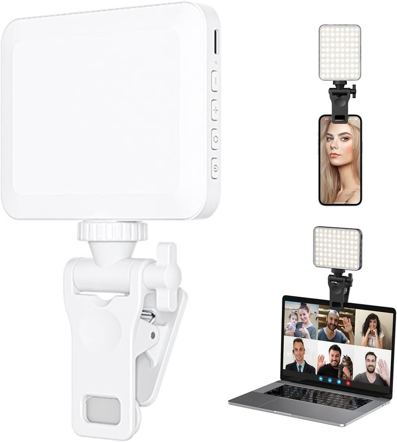XINBAOHONG Rechargeable Selfie Light, Clip Fill Light for Phone Laptop Tablet Portable Light for Video Conference Live Streaming Zoom Call Makeup Picture (White) - Image 1