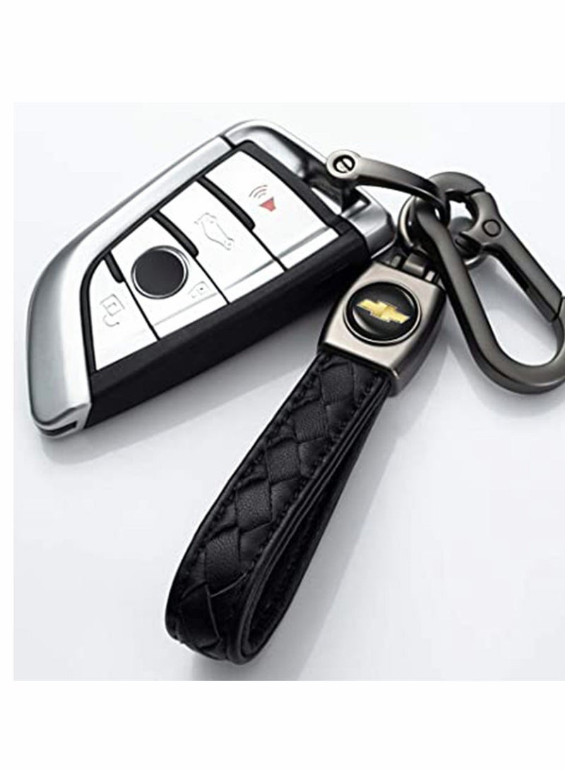 Captaintech Genuine Leather Car Logo Keychain for Chevrolet Car, Business Key Chain Suit Alloy Metal Chain Keyring Styling Decoration Accessories Keyring with Logo Gift for Women and Men (Black) - Image 5