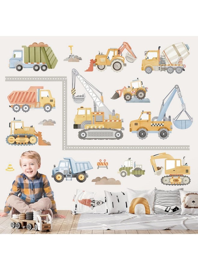 wondever Watercolor Construction Vehicles Wall Stickers Tractor Excavator Crane Peel and Stick Wall Art Decals for Kids Bedroom Boys Room Playroom - Image 3