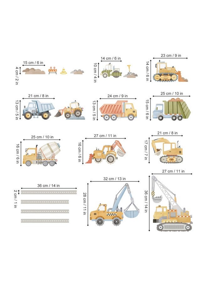 wondever Watercolor Construction Vehicles Wall Stickers Tractor Excavator Crane Peel and Stick Wall Art Decals for Kids Bedroom Boys Room Playroom - Image 4