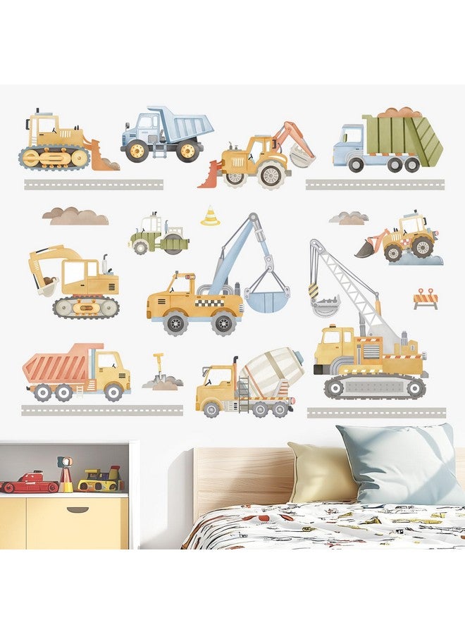wondever Watercolor Construction Vehicles Wall Stickers Tractor Excavator Crane Peel and Stick Wall Art Decals for Kids Bedroom Boys Room Playroom - Image 2