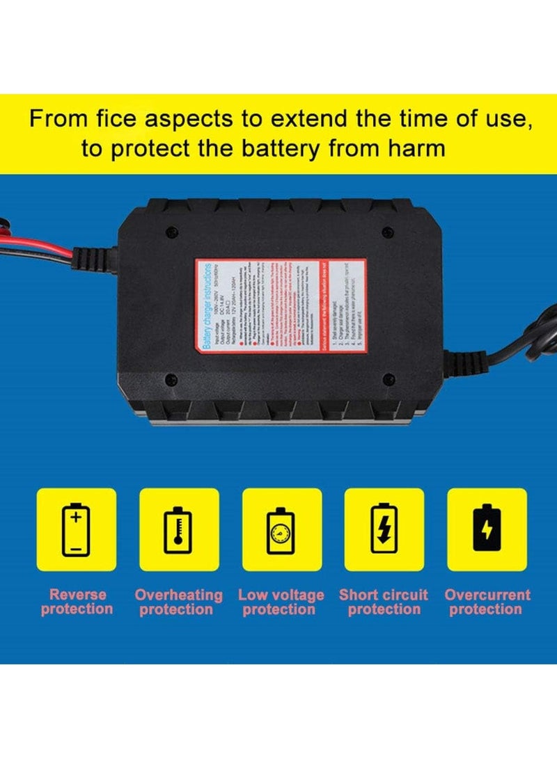 Car Battery Charger, 12V 20A Smart Battery Charger, Lead-Acid Battery Charger with LED Digital Screen for Car Motorcycle