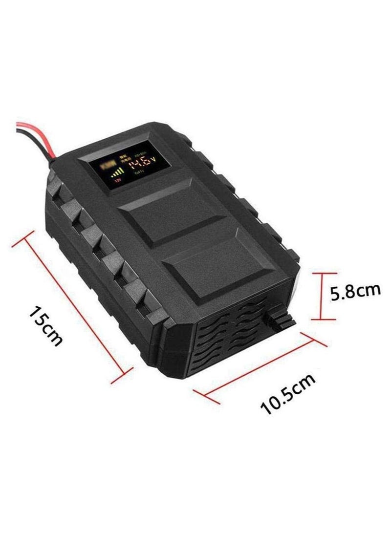 Car Battery Charger, 12V 20A Smart Battery Charger, Lead-Acid Battery Charger with LED Digital Screen for Car Motorcycle