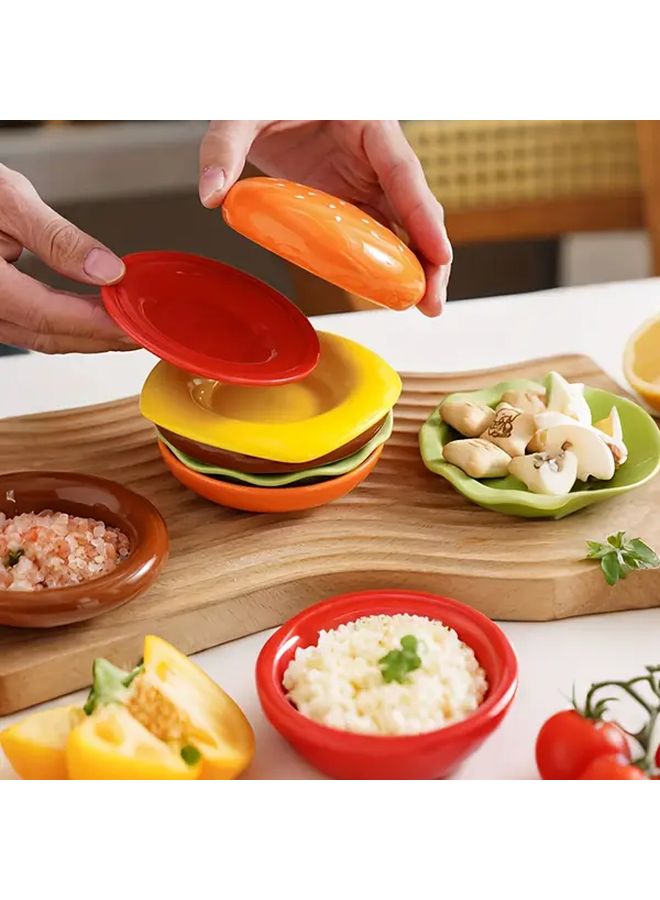 Mini Plate Set 6pcs Random Color Style BBQ Sauce Bowls Condiment Dishes - Image 1