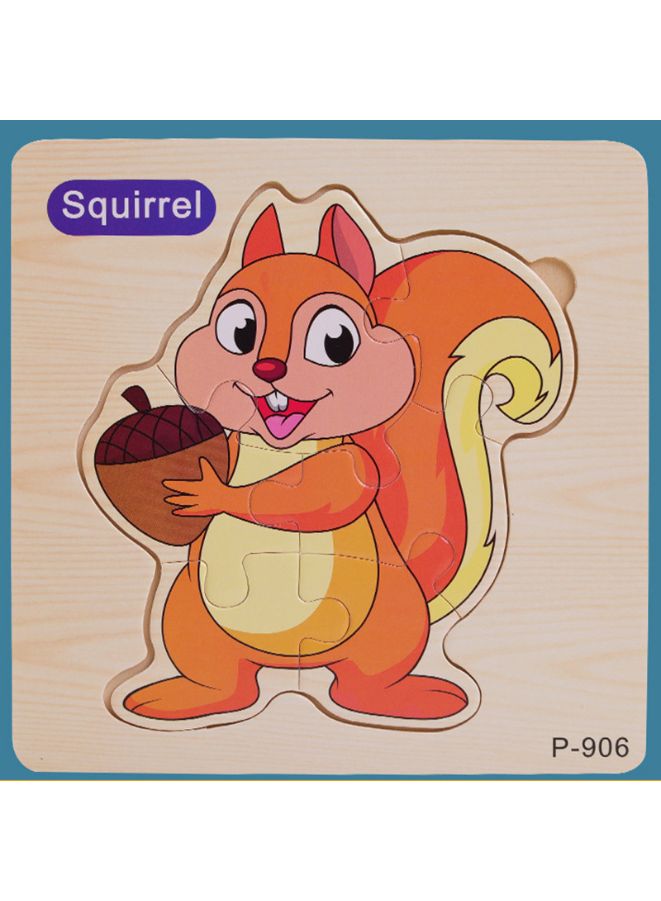 Jigsaw 3D Wooden Puzzle Toys Cartoon Animals Traffic Cards Intelligence Early Learning Toy for Children Animal Set Squirrel - Image 1