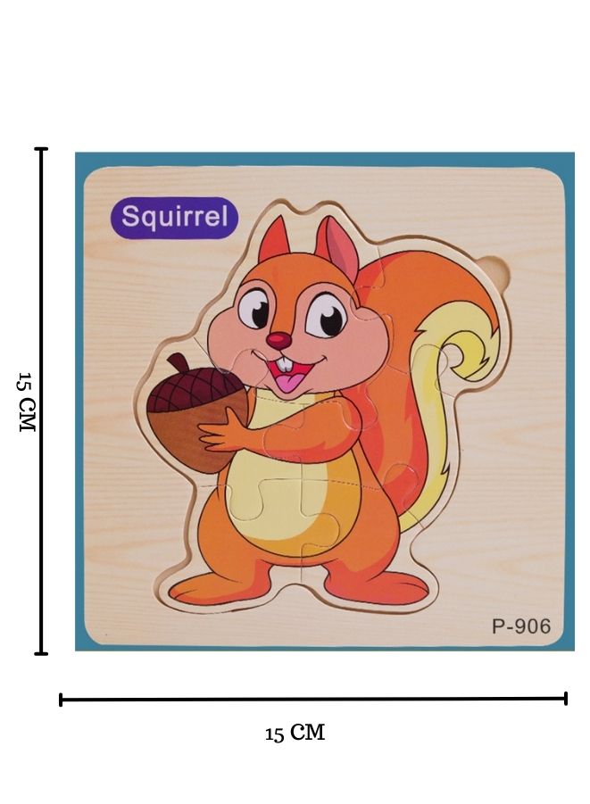 Jigsaw 3D Wooden Puzzle Toys Cartoon Animals Traffic Cards Intelligence Early Learning Toy for Children Animal Set Squirrel - Image 2
