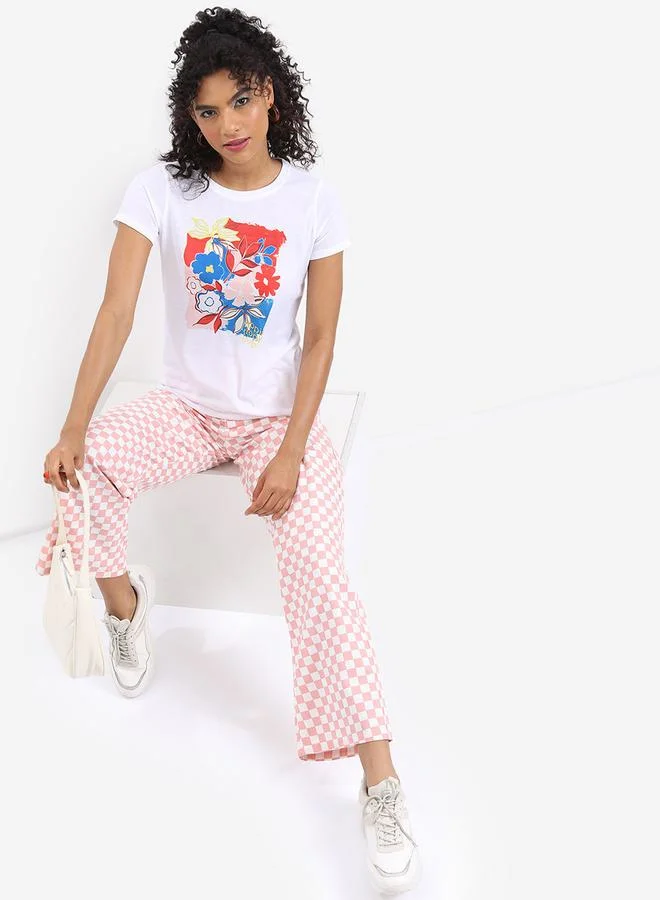 Tokyo Talkies Regular Fit Flower Print T-Shirt by Styli