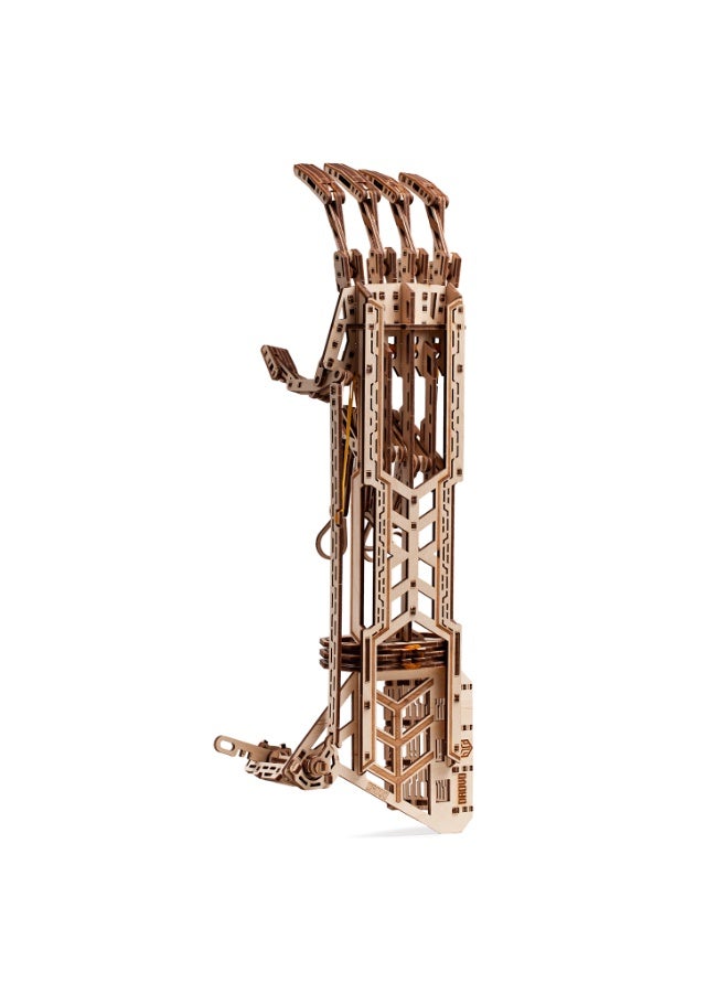 DROVO Wooden 3D Puzzle Mechanical Arm – DIY Robot Hand Exoskeleton Model Kit for Kids & Adults | 14 Joints, Functional Gripper, Eco-Friendly Build - Image 1