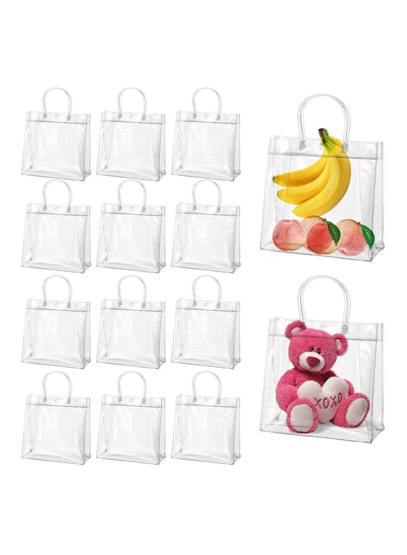 Generic Clear PVC Gift Bags Reusable Transparent Shopping Bag Gift Wrap Tote with Handles for Wedding Flowers Birthday Valentines Day Party Bags 20 x 20 x 8cm(16Pcs) - Image 1