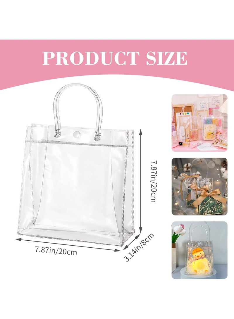 Generic Clear PVC Gift Bags Reusable Transparent Shopping Bag Gift Wrap Tote with Handles for Wedding Flowers Birthday Valentines Day Party Bags 20 x 20 x 8cm(16Pcs) - Image 2