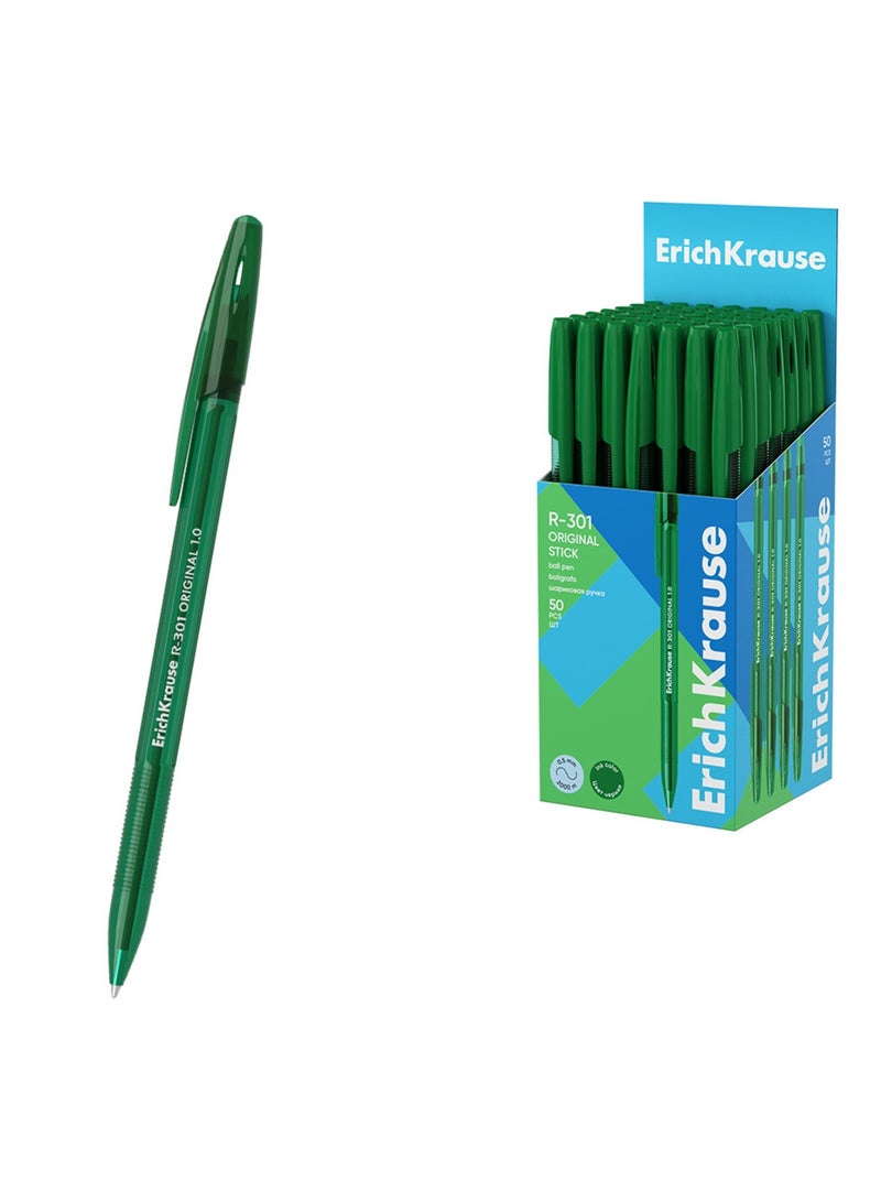 ErichKrause 50 قطعة من أقلام الكرة الأصلية R-301 بقطر 1.0 مم وحبر أخضر - Image 3