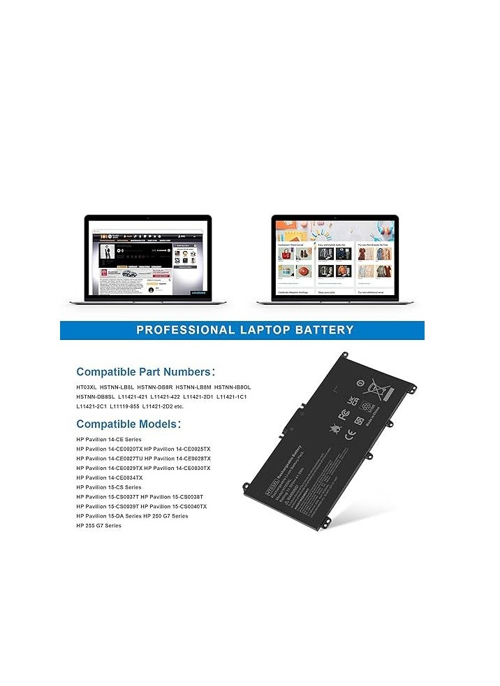 HT03XL HT03041XL L11119-855 Battery for HP Pavilion 15-CS 15-CW 15-DA 15-DB 15-DQ 15-DW 14-CE 14-CF 14-CK 14-CM 14-DH 14-DK 14-DQ 17-CA 17-by HSTNN-UB7 J HSTNN-DB8R HSTNN-DB8S L11421-2C2 L11421-542