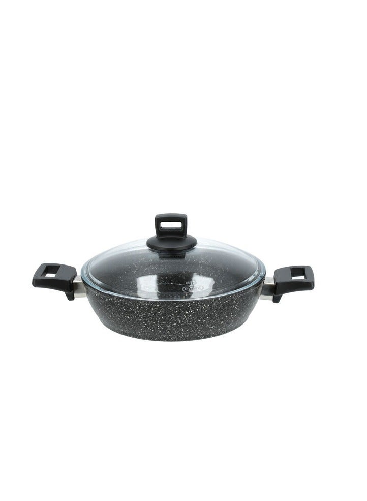 Pots and Pans - Cookware Set 7 pieces set | PFOA FREE, Base Cooking Set Pots and Pan | Granite Non Stick Coating 100% | Casserole, Shallow Pot, Frypan with Bakelite Handles | Tempered Glass Lid - Grey  - Image 5